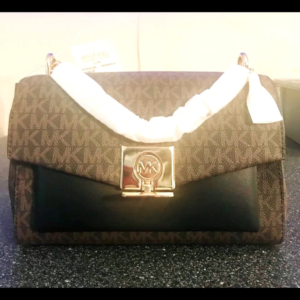 Michael Kors Lita Medium Two-Tone Logo Crossbody Bag Original Price $378